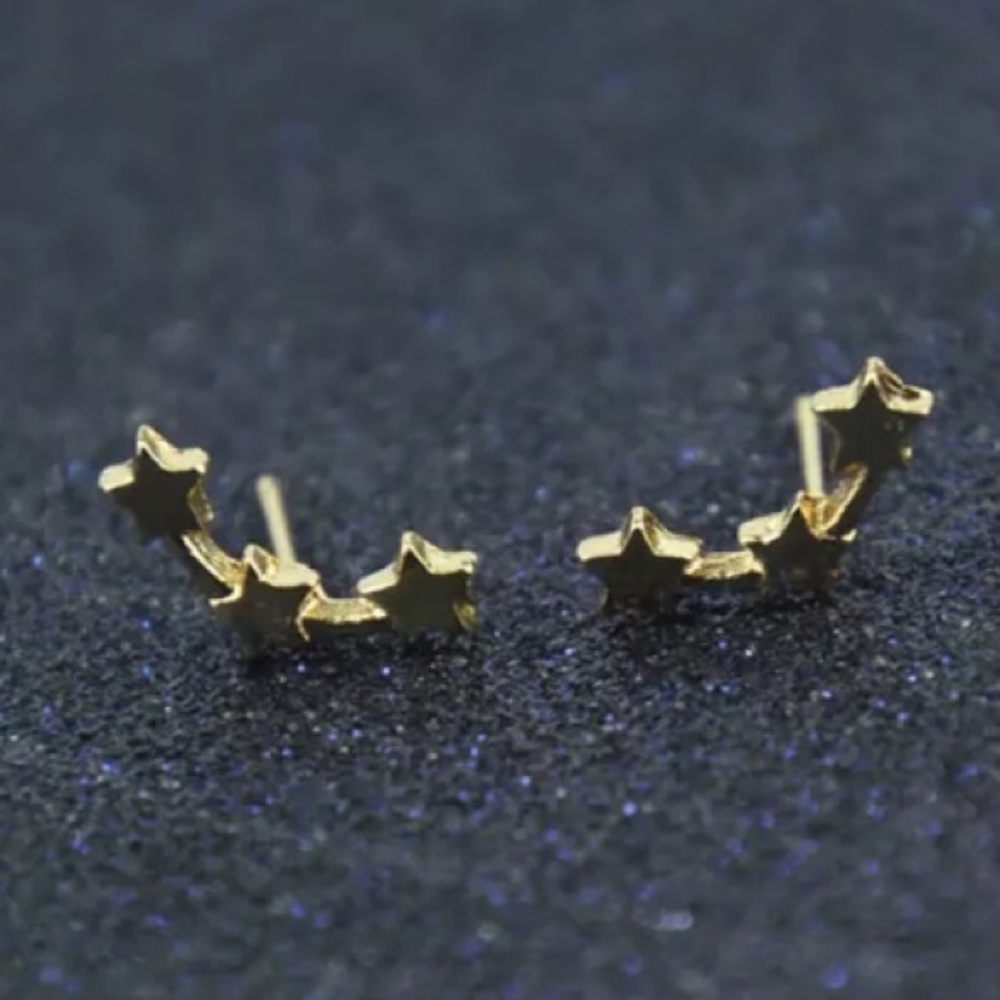 NEW!💙💎💛💫⭐️GOLDEN STARS STUDS!⭐️💫💛💎💙LOVELY! - Picture 4 of 6